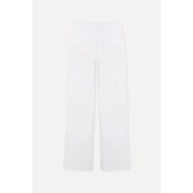 Resim Mudo Kadın Beyaz Straight Fit Keten Pantolon 