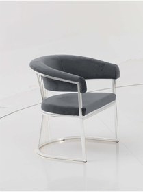 Resim Rozexi Rio Çay Seti Tekli Koltuk Sandalye Berjer Oturma Odası Kafe Antre Hol Ofis Krom Metal 