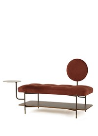 Resim Arasta Kahverengi Gold Metal Ayaklı Kiremit Rengi Bank 45x120 cm 