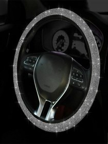 Resim Kadın Sürücülere Özel Pırlanta Model Geçmeli Direksiyon Kılıfı Gümüş 