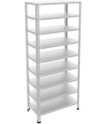 Resim Raf Burada 9 Katlı Galvaniz Çelik Raf - Depo, Arşiv, Kiler, Dosya, Market Rafı-43x93 cm-200 cm-1.50 mm 