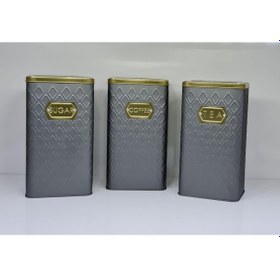 Resim Sembol Superia 24 CM 3'Lü Gri Gold Metal Kavanoz Superia-703 Gri 