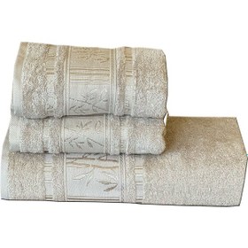 Resim Goldroom 3lü Banyo Havlu Seti Vizon 