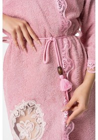 Resim Kelebek Gelin Bornoz Set 5 Parça Dantelli Fantezi Çeyizlik Takım Pembe 