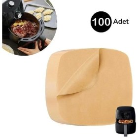 Resim 100 Adet Air Fryer Pişirme Kağıdı Tek Kullanımlık Yağ Su Geçirmez Yapışmaz Deliksiz Düz Kare Model 
