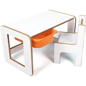 Resim Çocuk Oyun, Aktivite Ve Etkinlik Masası, Beyaz-turuncu, 18mm Mdf Beyaz 