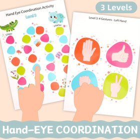 Resim Çocuklar için 3 Seviyeli El-Göz Koordinasyon Aktivite Kartları - Renkli El ve Göz Eşleştirme Kartları ile Çift Taraflı Beyin Koordinasyon Eğitimi Oyunu, İnce Motor Becerileri Geliştirme, Okula Dönüş ve Sınıf Öğretim Malzemeleri, Eğitici Öğrenme Hediyesi, Oyuncak Tasarım, Dayanıklı Kağıt Malzeme, Mesleki Terapi Oyuncak 
