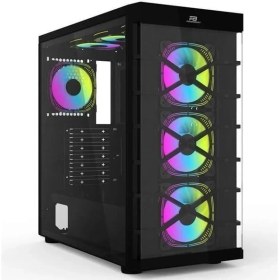 Resim PowerBoost PB-GR222BB USB3.0 Full Siyah Tempered Glass 7xARGB Fanlı kasa (PSU Yok) (JBST-PBGR222BB) 