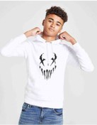 Resim Zombie Baskılı Unisex Çocuk Kapüşonlu Beyaz Sweatshirt Beyaz 