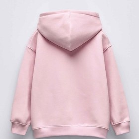 Resim Kız Çocuk Minnie Baskılı Kapüşonlu Manşetli Sweatshirt Pembe 