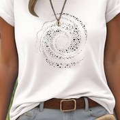 Resim Kadınlar İçin Mavi Turkuaz Kısa Kollu Tişört - Yumuşak Esnek Günlük Üst, Siyah Beyaz Spiral Desenli Rahat Fit Sezonluk Bluz, Çamaşır Makinesinde El ile yıkamaya Uygun Plaj ve Gündelik Giysiler için (Non-), Kadınlar İçin Tişörtler, Kadınlar İçin Tişörtler, Bayan Üstler ve Bluzlar, Kadın Üst Giyim ve Bluzlar, Öğretmen Tişörtleri, Bayanlar için T-Shirtler, Grafikli Tişörtler Kadın, Kadın Plus Beden Giyim, Kıvrak Plus Beden Kadın Giyim, Tişörtler, Kadın Tişört, Bridgerton Partisi 