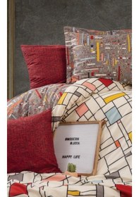 Resim Cotton Box Modern Ranforce Tek Kişilik Nevresim Takımı-Joya Bordo 