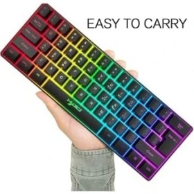 Resim Vooka Trol Blue Switch Mini Rgb Oyun Klavyesi Gaming Mekanik 62 Tuşlu 18 Rgb LED USB Type-C Kablo 