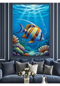 Resim Ahşap Tablo Resifler Arasında Zarif Deniz Kızı 