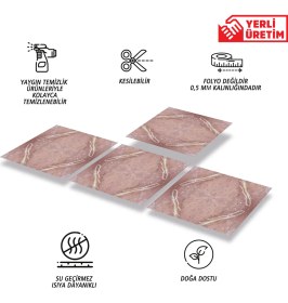 Resim Tink Kendinden Yapışkanlı Mermer Desenli Pvc Karo 30x30 cm 4 Adet 0,36 m2 