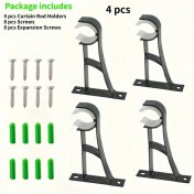 Resim Globalbloom 4 Parça Siyah Ağır Hizmet Pervaz Askısı Duvar Tipi Pencere Dekorasyonu 