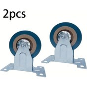 Resim Dashanshop 2 Adet 4 Inç Sert Mavi Kauçuk Sabit Tekerlek Mobilya Ve Ekipmanlar İçin 