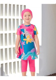 Resim Birolgaye Adasea 251911 Sterli Pembe Kısa Kol Çocuk Tesettür Mayo Pembe 
