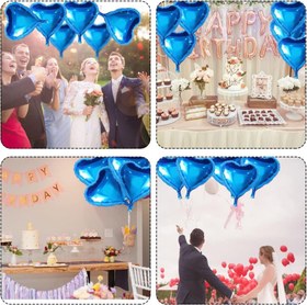 Resim Nessiworld Metalize Parlak Mavi Kalp Şekilli Uçan Balon Folyo 18 inç 45 cm 25 Adet 