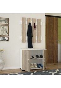 Resim Fulya Portmanto Vestiyer Askılık Ayakkabılık Dolabı, Cordoba Beyaz Beyaz 