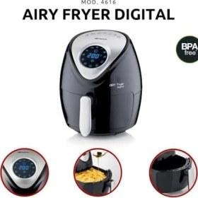 Resim Ariete Airy Fryer Digital 4616, Sıcak Hava Fritözü 3,5 Litre, 60 Dakikalık Zamanlayıcı, LCD ve Dokunmatik Ekran, 7 Pişirme Kademeli, Maksimum Sıcaklık 200 °c, 1300 W, Siyah 
