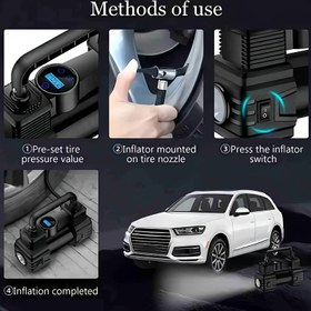 Resim 12V Taşınabilir Hava Kompresörü, Dijital Basınç Göstergeli 150PSI Araba Lastik Pompası, Otomobiller, Bisikletler ve Toplar için Uygun, Mavi 