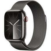 Resim Apple Watch Series 9 GPS + Cellular 41mm Grafit Paslanmaz Çelik Kasa ve Grafit Milano Loop 
