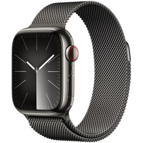 Resim Apple Watch Series 9 GPS + Cellular 41mm Grafit Paslanmaz Çelik Kasa ve Grafit Milano Loop 