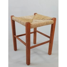 Resim Hasır Örgülü Ahşap Tabure Ceviz 45cm (35cmx35cm) 