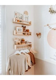 Resim Montessori Kitaplık Çocuk Bebek Odası Rafı Ahşap Kitaplık Askılık 40cm 3lü Ters Düz Raf Ahşap 