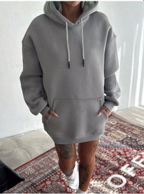 Resim Nnstartshopping Kapşonlu Üç İplik Penye Basic Sweatshirt - Boyalı Gri Gri 