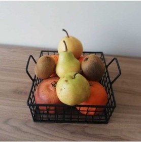 Resim Metal Ekmek Sepeti Dekoratif Saklama Kabı Kare Model Siyah 