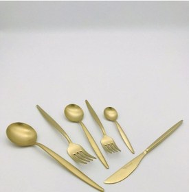 Resim Lizbon 36 Parça Mat Titanyum Gold Çatal Kaşık Bıçak Seti Mat Gold 