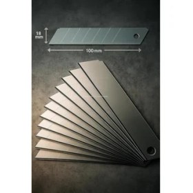 Resim Mena Rise Bıçağı Yedeği, 18 mm x 0,5 Mm, Karbon Çelik, Ultra Keskin, Dayanıklı Uç, 7 Kırımlı, Endüstriyel Kesici Bıçak, Yedek Parça, Detay Kesim (Kutulu, Adet, 100) 