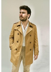 Resim Koyu Bej Erkek Trençkot Koyu Bej 