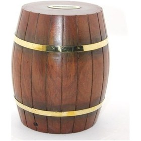 Resim Periboia Pirinç Ahşap Fıçı Kumbara 18 Cm 