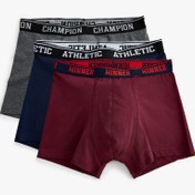 Resim Boxer Seti 3'lü Pamuklu Slogan Baskılı Bel Detaylı 