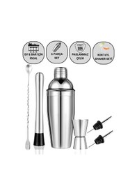Resim Coofbe Profesyonel Paslanmaz Çelik 750ml 6 Parça Kokteyl Seti Kokteyl Hazırlama Bar Shaker Seti 