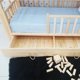 Resim MiniWood Montessori Yatak Merdivenli Ahşap Ranza Çekmeceli 