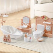 Resim 11 Parça Mini Bebek Evi Banyo Mobilya Seti, Karışık Renkler, Mükemmel Bebek Evi Dekoru ve Oyun Seti, Zarif Kompakt Banyo Alet Takımı, Bebek Evleri İçin Temel 