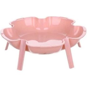 Resim Novahub Çiçek Desenli Pp Plastik Servis Tabağı - Pembe, İstiflenebilir, Meyve Ve Sebze Çok Renkli 