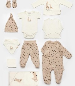 Resim BabyCosy Bebek 10 Parça Set, %100 Organik Pamuk, Bebek Ve Yenidoğan Serisi, Hastane Çıkışı Seti - Csy5112 Ekru - Vizon 