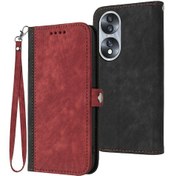 Resim Honor 70 Yan Toka Çift Katlı El Kayışı Deri Telefon Kılıfı 