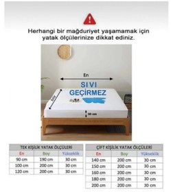 Resim Ozn Home %100 Pamuk Sivi Geçi Rmez Yatak Alezi Tek/çi Ft/battal Boy Koruyucu Çarşaf Alez Beyaz 