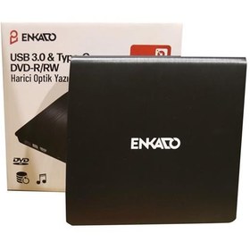 Resim Enkado Ekd-Udvd120 Type-C - USB 3.0 DVD-R-CD-R-RW- Dvd-Rw Ultra Slim Harici Optik Yazıcı Siyah 