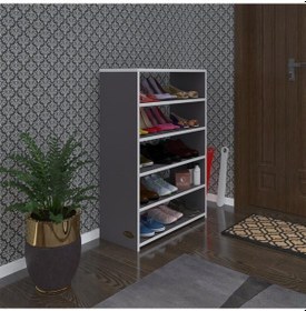 Resim Kenzlife Ayakkabılık Ayakkabı Dolabı Kilitli Gutan Gri 100 70 32 Kapaklı Ofis Dolabı 