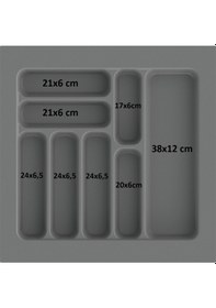 Resim Çekmece Içi Kaşıklık Ve Kepçelik Düzenleyici 2'li Takım 49x49 Cm 43x40 Cm Kadar Kesilebilir Grı 