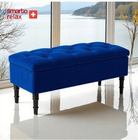 Resim Smarto Relax Puf Saanen Sandıklı Ayaklı Kapitoneli Dekoratif 110x40x45 Cm Lacivert Lacivert 