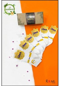 Resim Kral Socks Kadın Bambu Çorap 6 Çift Renkli Hediye Kutulu Patik Kadın Çorap Beyaz 