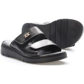 Resim Hakiki Deri Kadın Dolgu Topuk Terlik 621za1099 Siyah 